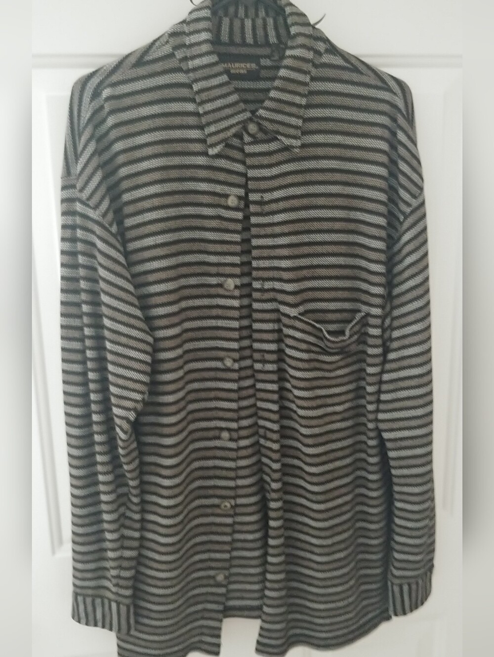 Maurices Men's Striped Button-Up Shirt in Black and Gray